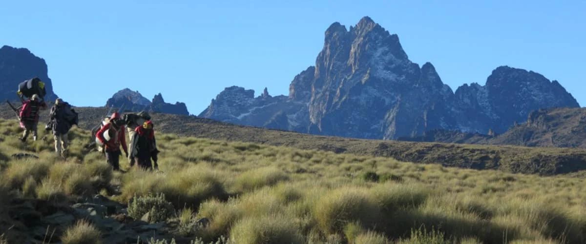 The rocky peaks and mountain landscape of Mount Kenya