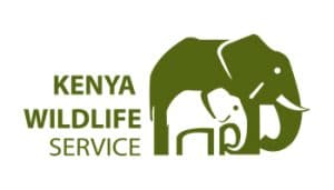 Kenya Wildlife Service logo: an elephant and calf beside the service name